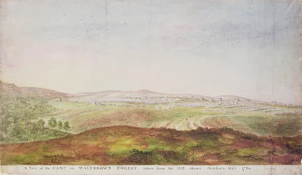 Kilátás a táborról a Waterdown Foresten, 1780